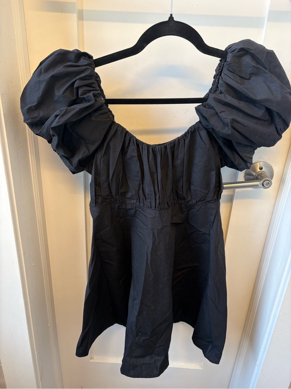 Abercrombie & Fitch Black Puff Sleeve Square Neck Tunic Dress